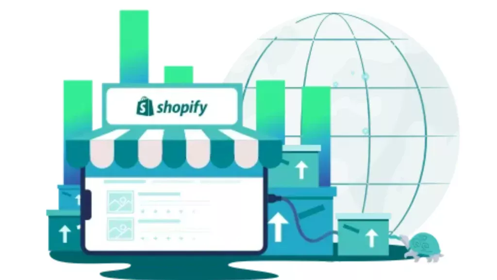 A Shopify store with data analytics and graphs illustrating growth.