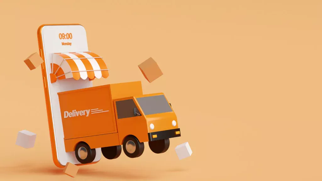 Phone displaying a delivery truck, showing how SEO Agencies for E-Commerce Websites help track orders and optimize processes.